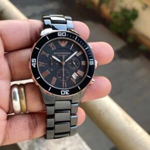 Emporio Armani Ceramic Metal Strap Men's Watch All Chronography Working 