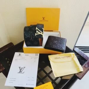 Louis Vuitton Premium Quality Belt Wallet Combo With Orginal Box 