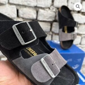 First Copy Birkenstock Arizona – Stylish Black and Grey Split Design