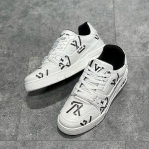 First Copy Louis Vuitton LV Monogram Trainer Black Logo Sneakers